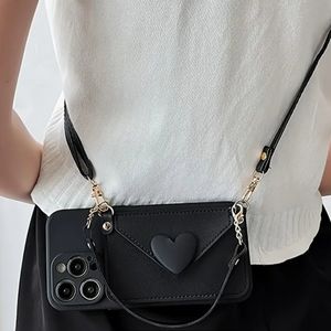 NEW Apple IPhone 15 Pro Max crossbody 3D love heart faux leather  Phone case